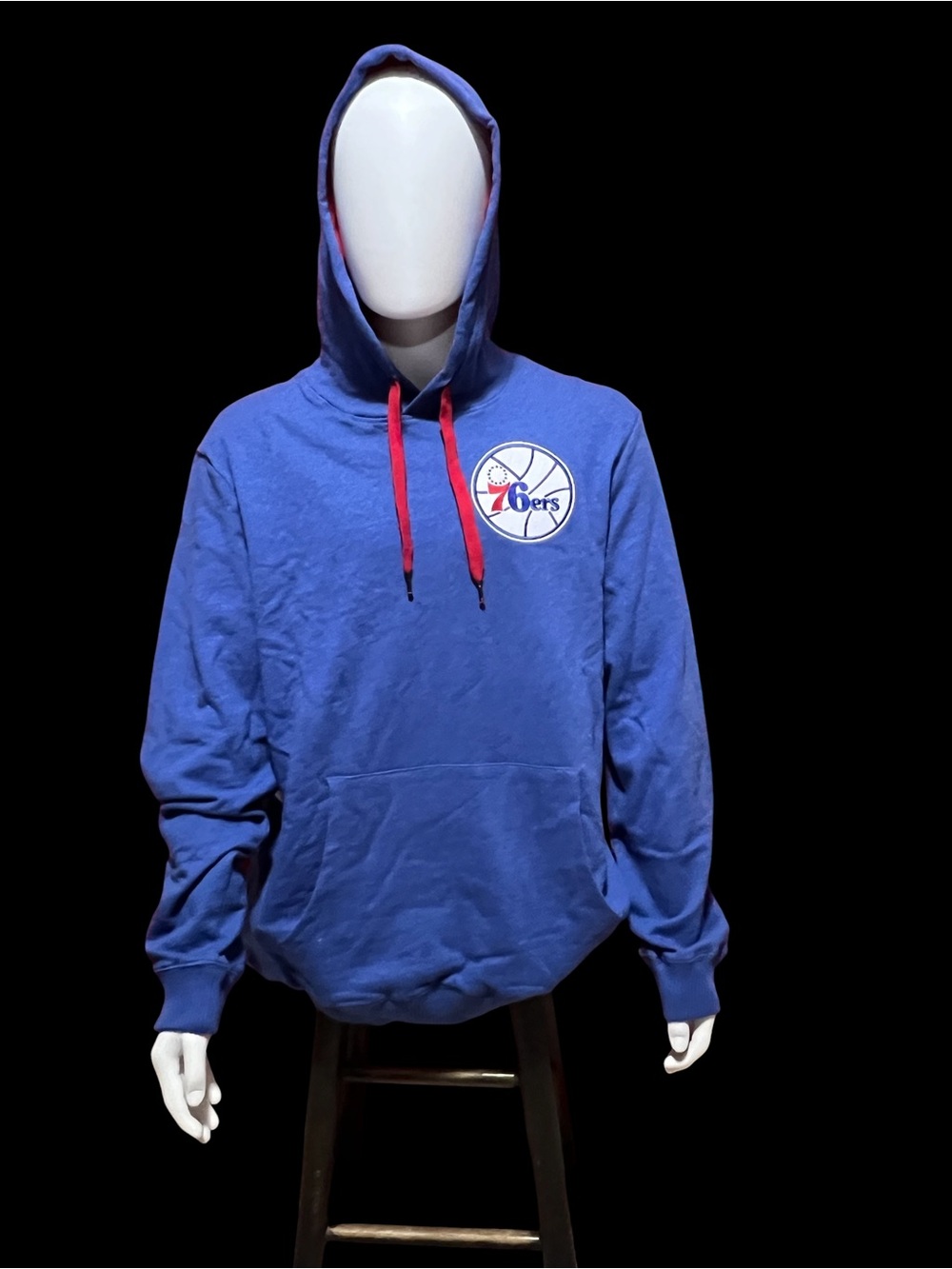 Mitchell & Ness Royal Blue 76ers Hoodie with Red Drawstrings 2XL NWT